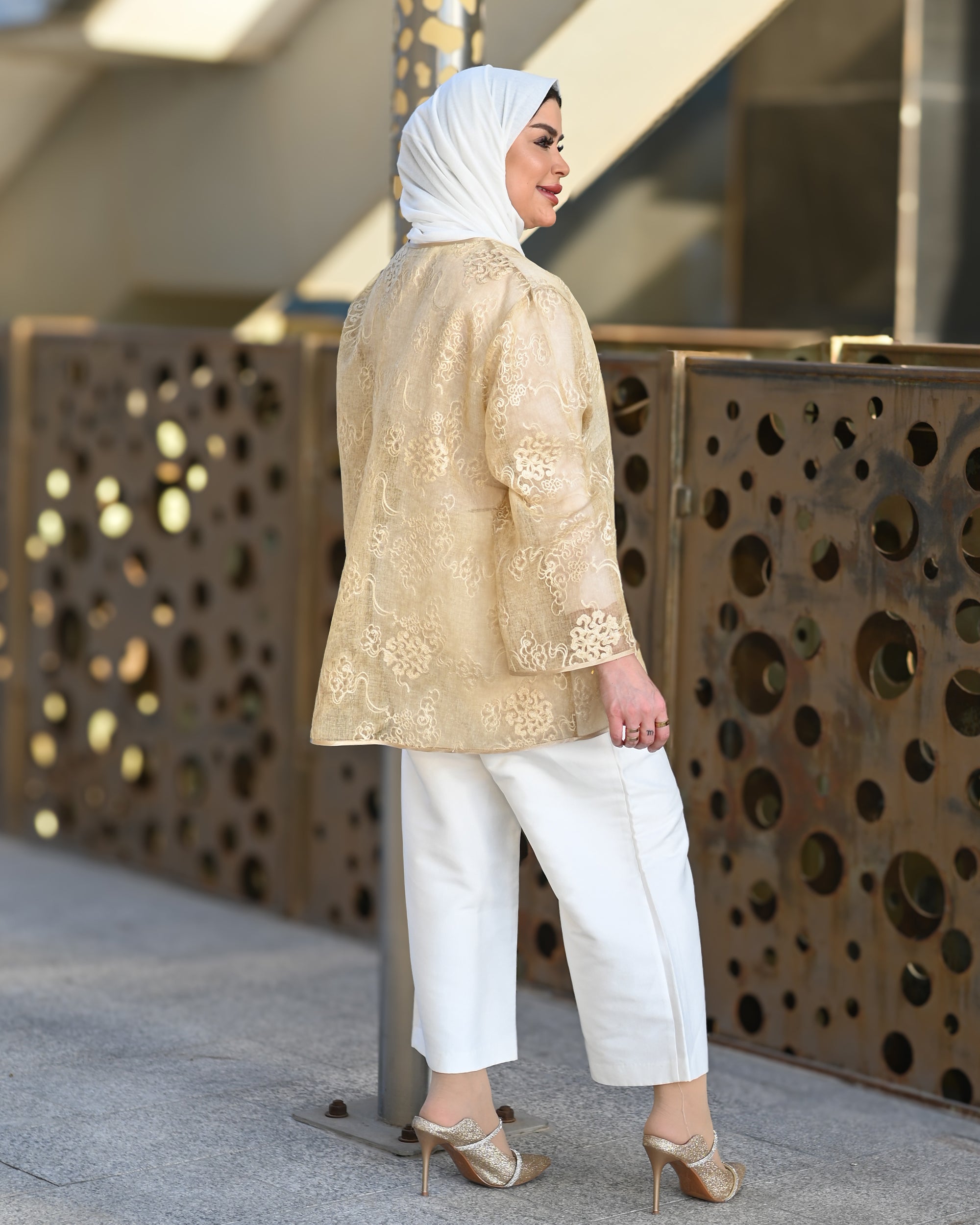 Classic Organza Jacket – Gold Beige