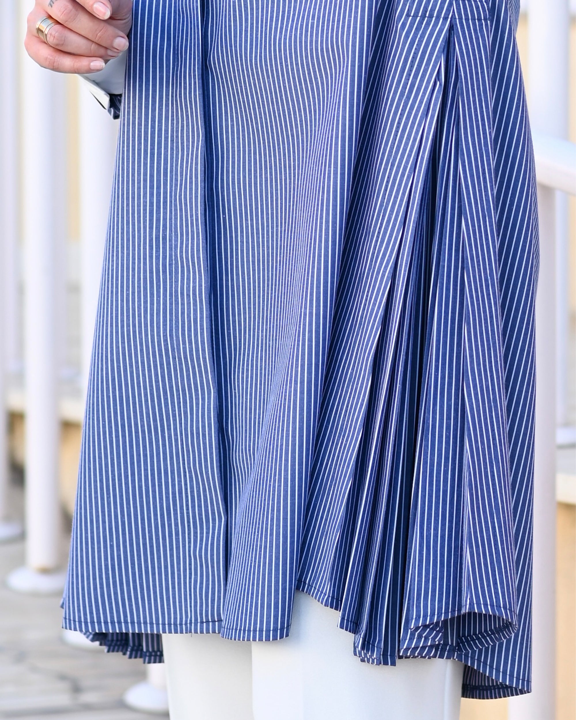 Striped Poplin Shirt – Blue
