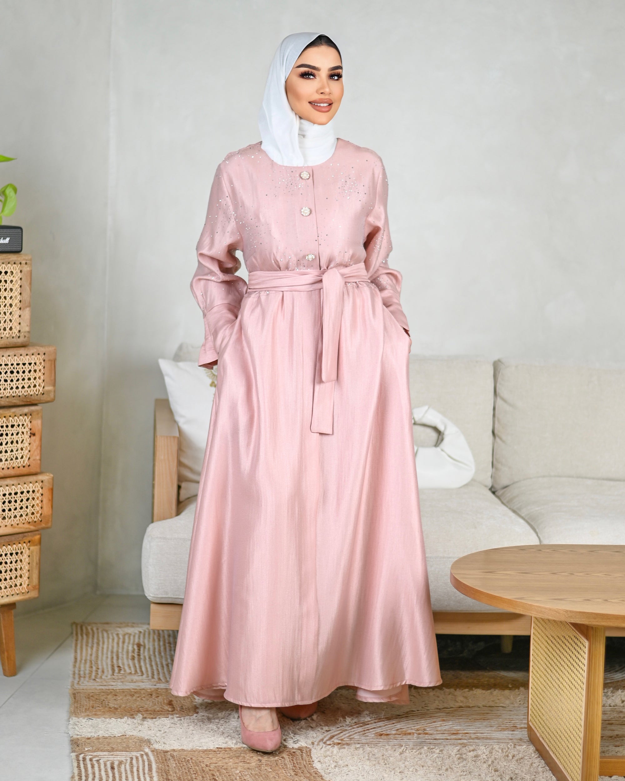 Crystal Shantung Dress – Soft Pink