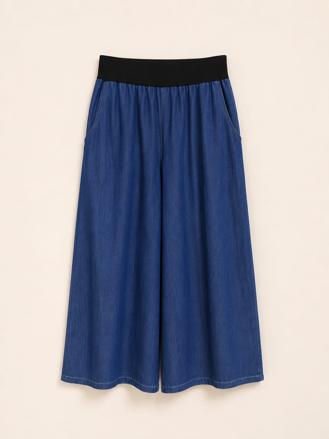 Relaxed Denim Wide-Leg Pants – Blue