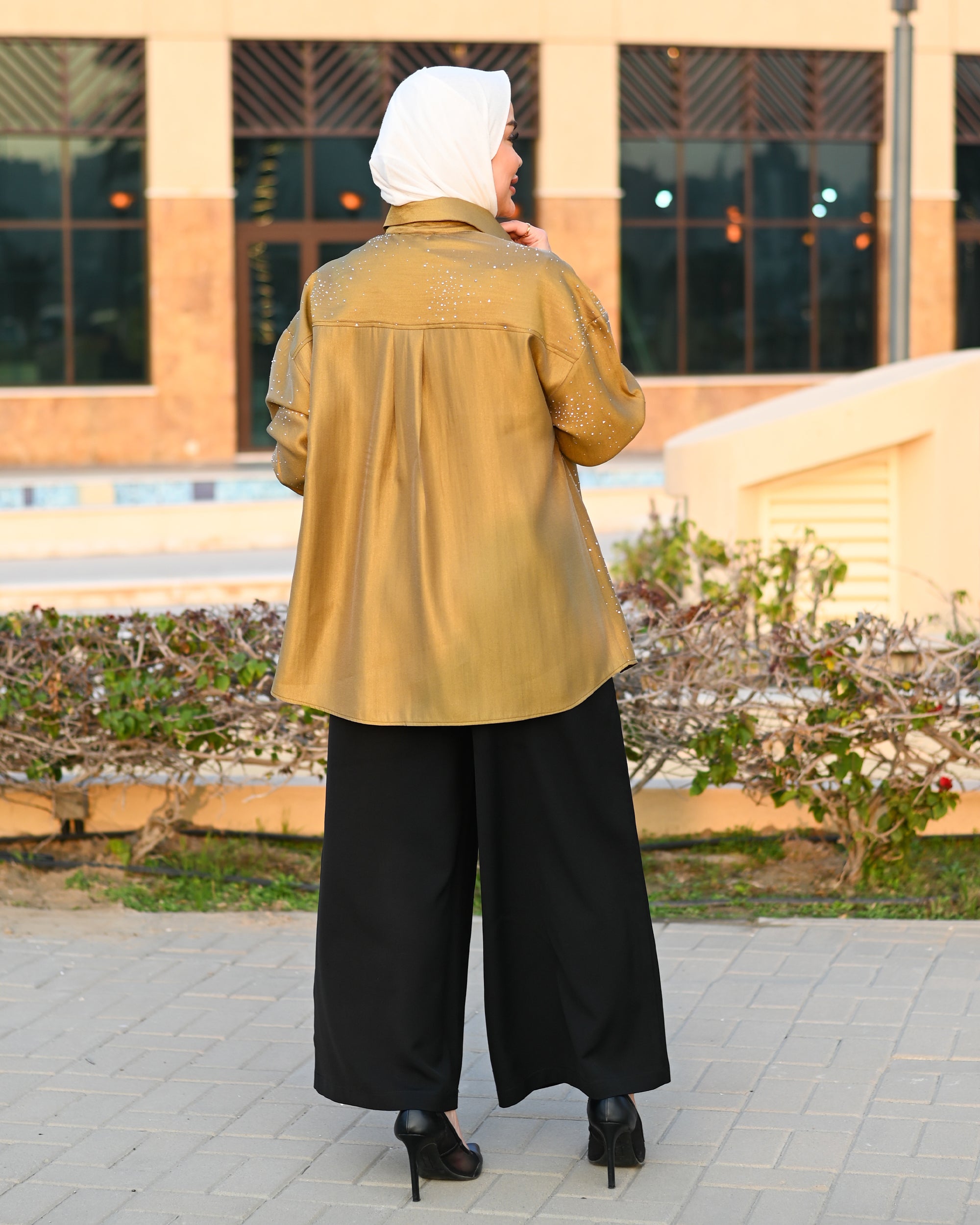 Buttoned Lamé Shirt – Gold