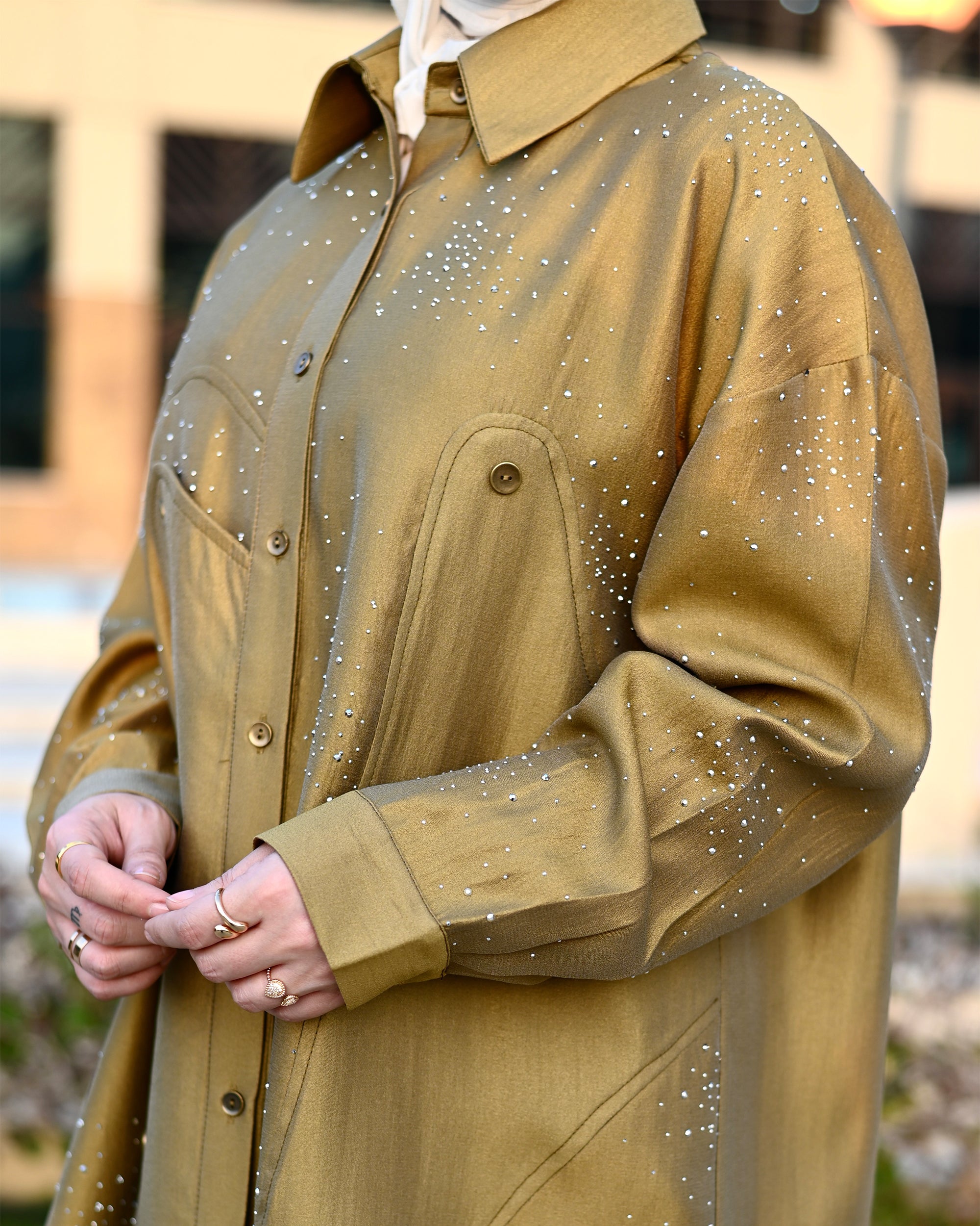 Buttoned Lamé Shirt – Gold