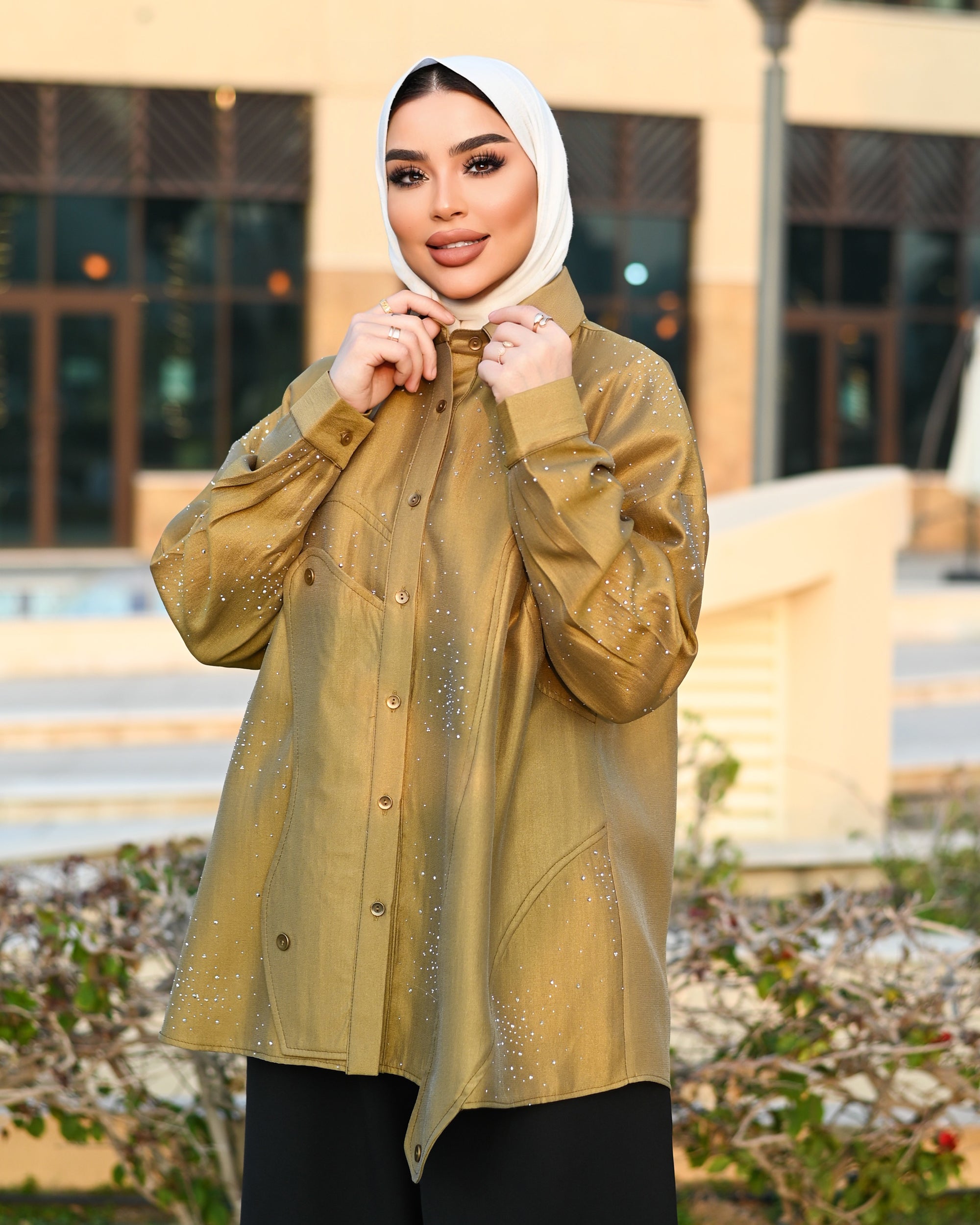 Buttoned Lamé Shirt – Gold