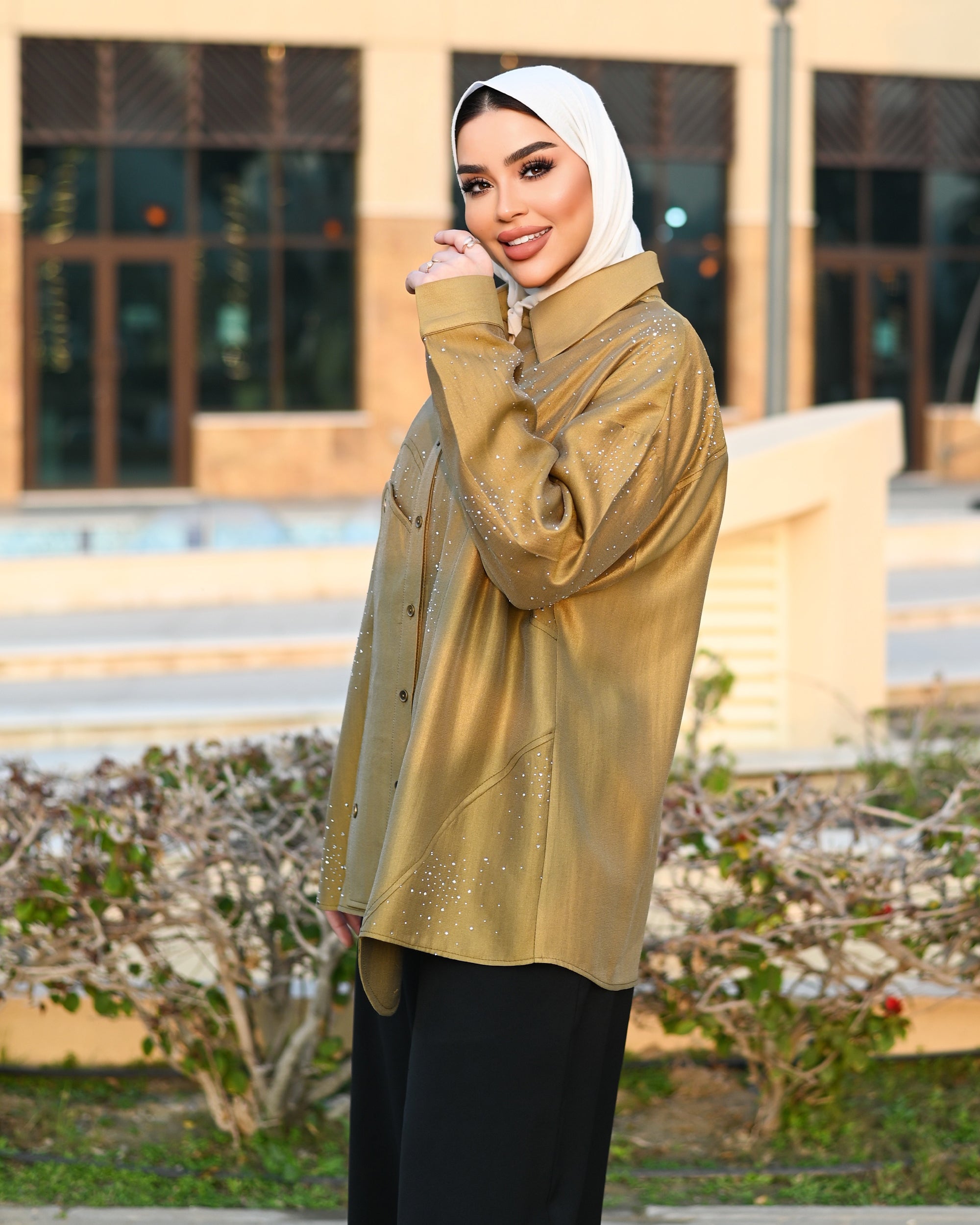 Buttoned Lamé Shirt – Gold