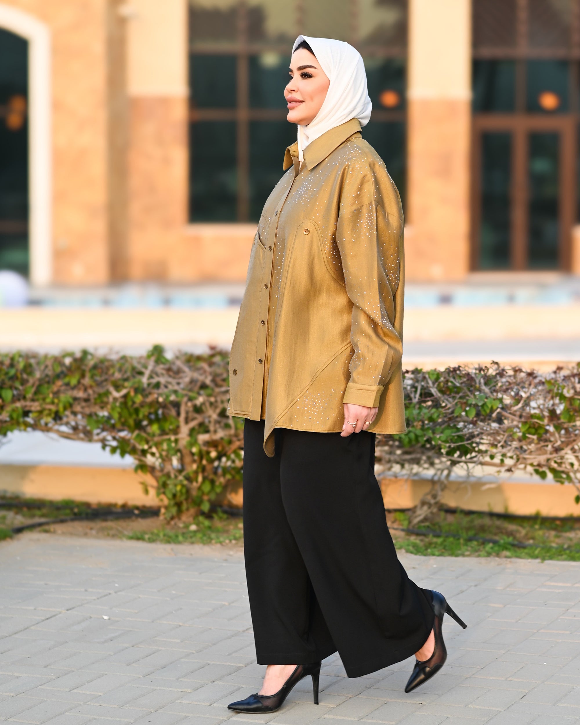 Buttoned Lamé Shirt – Gold