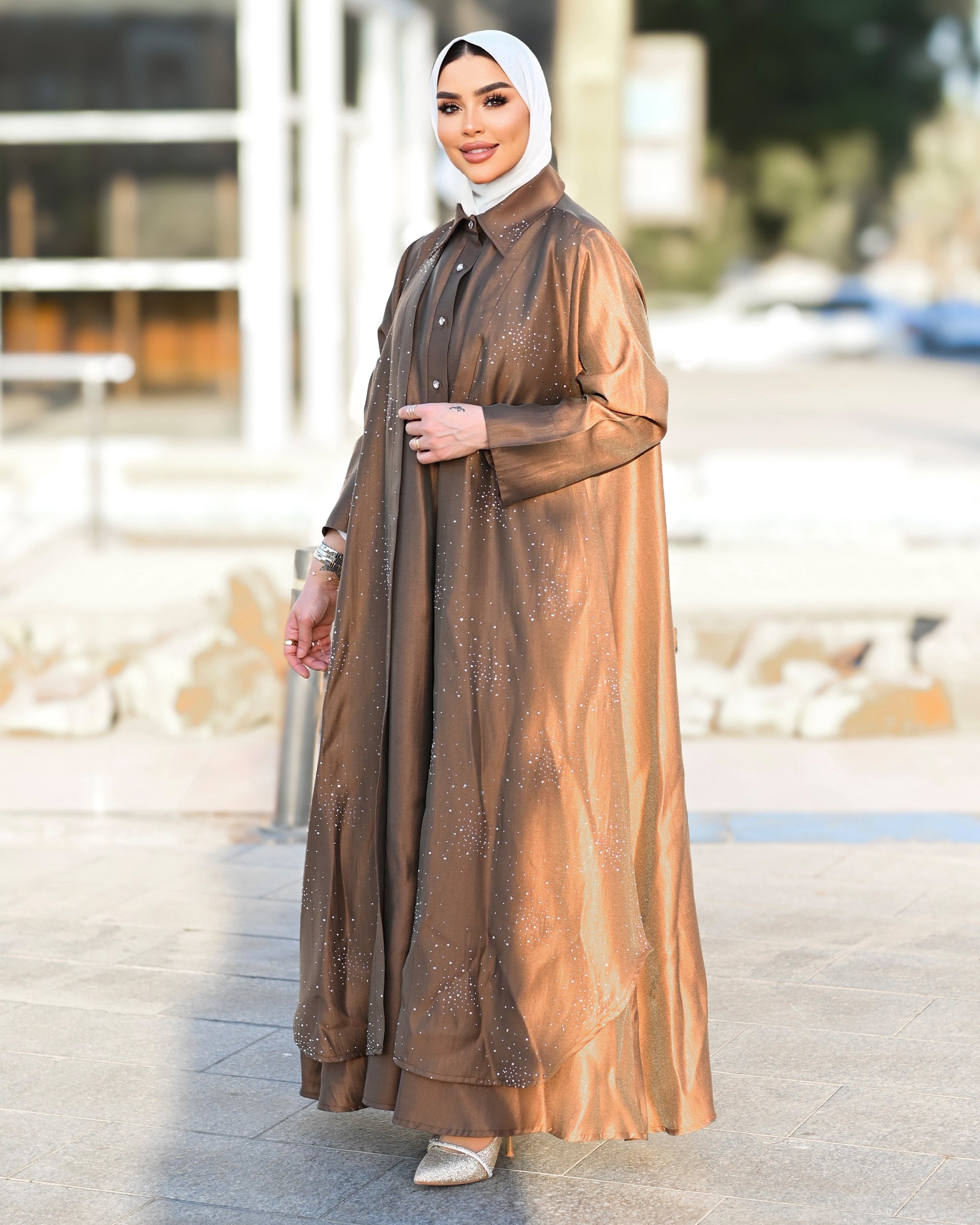 Crystal Lamé Dress – Brown