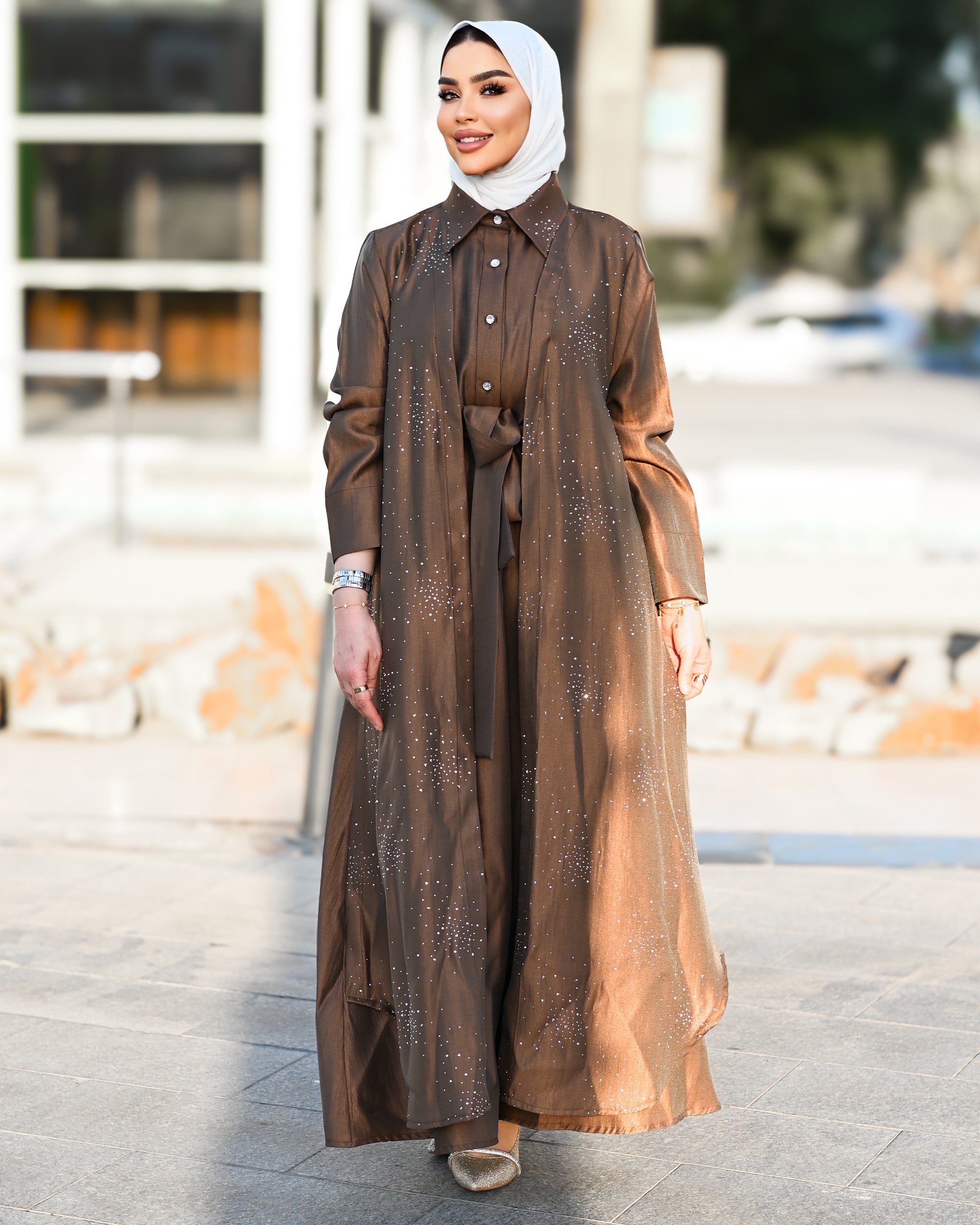 Crystal Lamé Dress – Brown