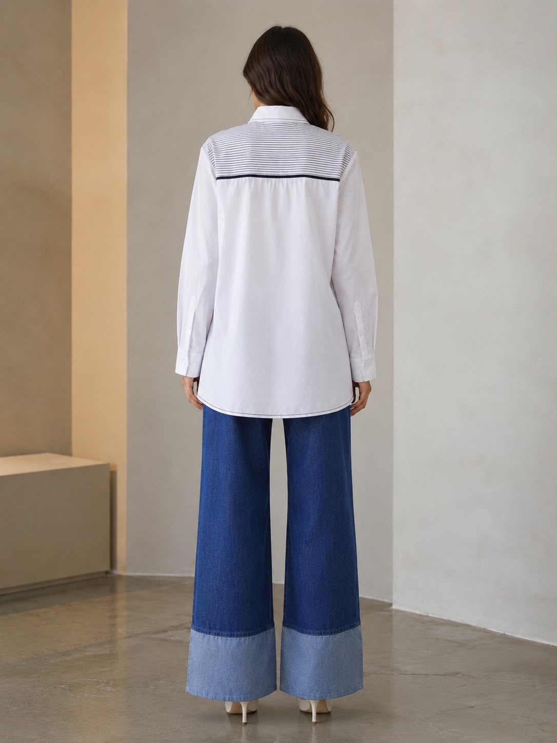 Layered Poplin Shirt – Crisp White & Black